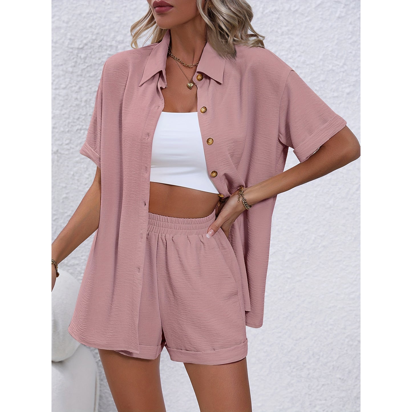Suit Women's Western Style Shirt Fashion Shorts Two Pieces